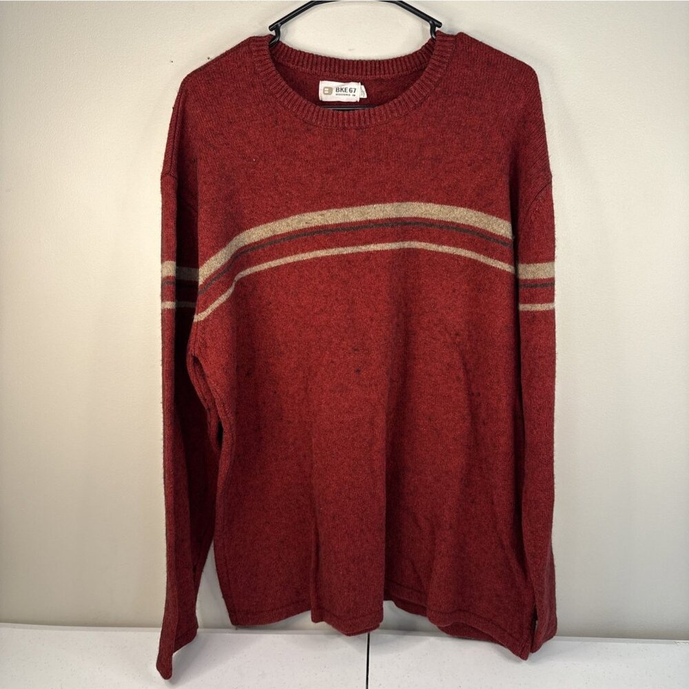 BKE 67 Buckle Vintage Wool Sweater Stripes Red Men's 2XL